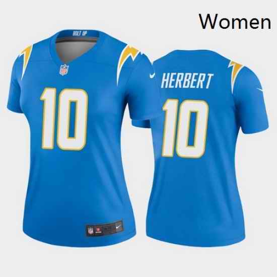 Women Nike Los Angeles Chargers 10 Justin Herbert Light Blue Alternate Vapor Limited Jersey